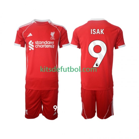 Equipación completa Niño Liverpool ISAK 9 Camiseta de local 2025-2026 Manga Corta