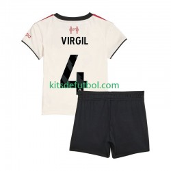 Equipación completa Niño Liverpool Virgil van Dijk 4 Camiseta de visitante 2025-2026 Manga Corta