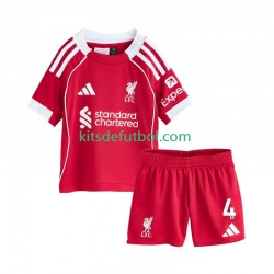 Equipación completa Niño Liverpool Virgil van Dijk 4 Camiseta de local 2025-2026 Manga Corta