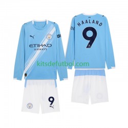 Equipación completa Niño Manchester City Erling Haaland 9 Camiseta de local 2025-2026 Manga Larga