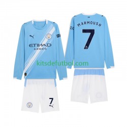 Equipación completa Niño Manchester City Omar Marmoush 7 Camiseta de local 2025-2026 Manga Larga