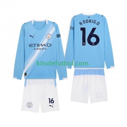 Equipación completa Niño Manchester City Rodrigo Hernandez 16 Camiseta de local 2025-2026 Manga Larga