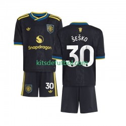 Equipación completa Niño Manchester United Benjamin Sesko 30 Camiseta alternativa 2025-2026 Manga Corta