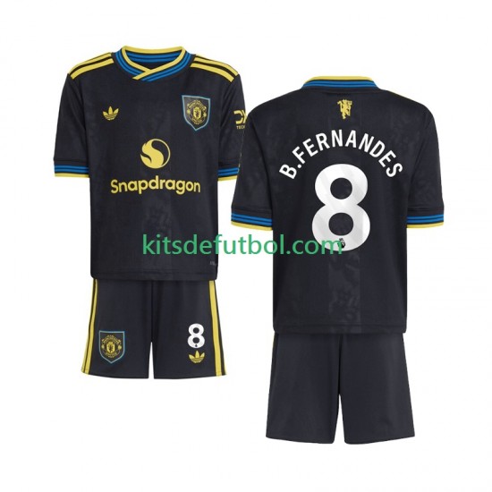Equipación completa Niño Manchester United Bruno Fernandes 8 Camiseta alternativa 2025-2026 Manga Corta