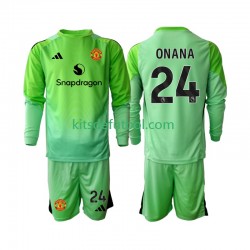 Equipación completa Niño Manchester United Portero Andre Onana 24 Camiseta Cuarta 2025-2026 Manga Larga