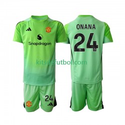 Equipación completa Niño Manchester United Portero Andre Onana 24 Camiseta Cuarta 2025-2026 Manga Corta