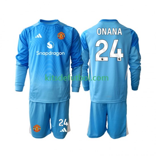 Equipación completa Niño Manchester United Portero Andre Onana 24 Camiseta de local 2025-2026 Manga Larga Equipación completa Niño Manchester United Portero Andre Onana 24 Camiseta de local 2025-2026 Manga Larga