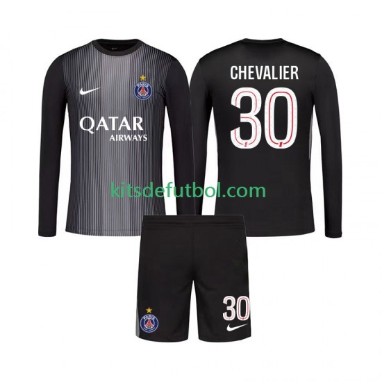 Equipación completa Niño Paris Saint-Germain Portero Lucas Chevalier 30 Camiseta de local 2025-2026 Manga Larga