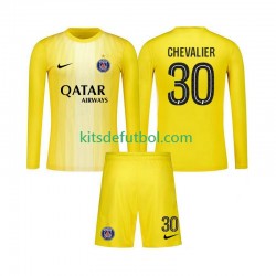 Equipación completa Niño Paris Saint-Germain Portero Lucas Chevalier 30 Camiseta alternativa 2025-2026 Manga Larga