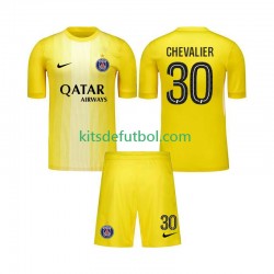 Equipación completa Niño Paris Saint-Germain Portero Lucas Chevalier 30 Camiseta alternativa 2025-2026 Manga Corta