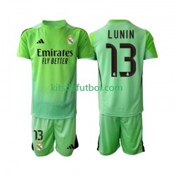 Equipación completa Niño Real Madrid Portero Andriy Lunin 13 Camiseta de visitante 2025-2026 Manga Corta