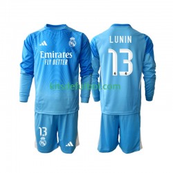 Equipación completa Niño Real Madrid Portero Andriy Lunin 13 Camiseta de local 2025-2026 Manga Larga