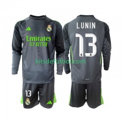 Equipación completa Niño Real Madrid Portero Andriy Lunin 13 Camiseta alternativa 2025-2026 Manga Larga