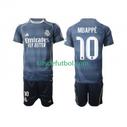 Equipación completa Niño Real Madrid Kylian Mbappe 10 Camiseta de visitante 2025-2026 Manga Corta