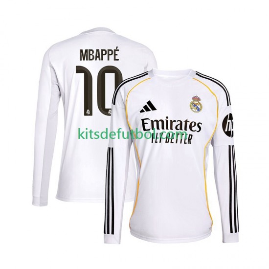 Real Madrid Kylian Mbappe 10 Hombre Camiseta de local 2025-2026 Manga Larga