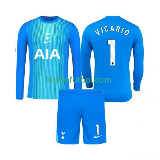 Equipación completa Niño Tottenham Hotspur Portero Guglielmo Vicario 1 Camiseta de visitante 2025-2026 Manga Larga