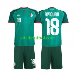 Equipación completa Niño Argelia Mohamed Amoura 18 2026 Camiseta de visitante Manga Corta