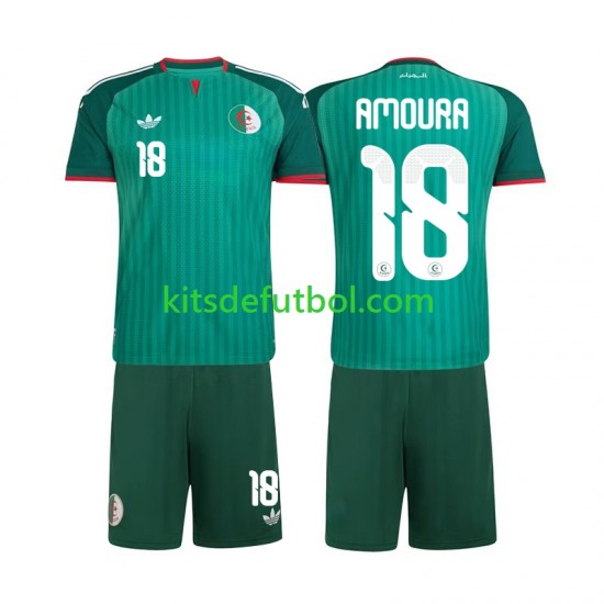 Equipación completa Niño Argelia Mohamed Amoura 18 2026 Camiseta de visitante Manga Corta