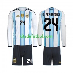 Equipación completa Niño World Cup 2026 Argentina Enzo Fernandez 24 Camiseta de local Manga Larga