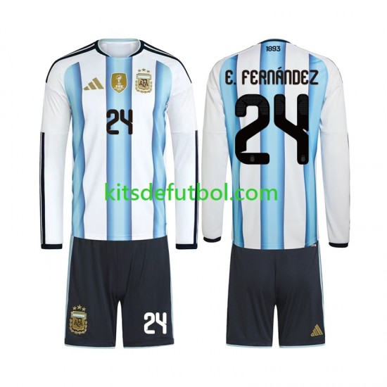Equipación completa Niño World Cup 2026 Argentina Enzo Fernandez 24 Camiseta de local Manga Larga