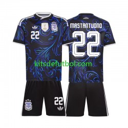 Equipación completa Niño World Cup 2026 Argentina Franco Mastantuono 22 Camiseta de visitante Manga Corta