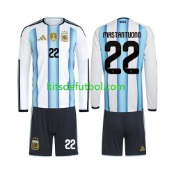 Equipación completa Niño World Cup 2026 Argentina Franco Mastantuono 22 Camiseta de local Manga Larga