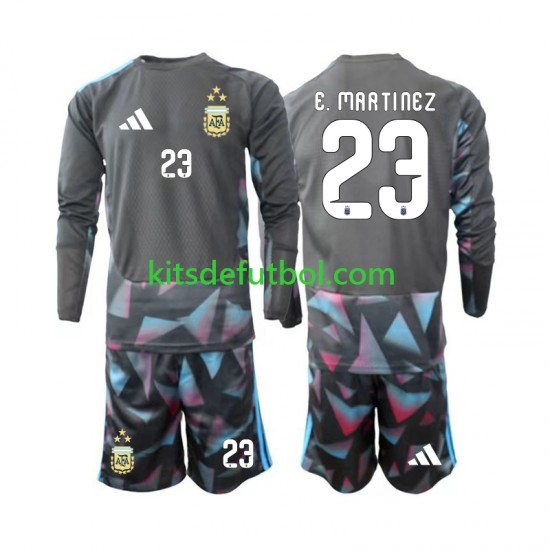Equipación completa Niño World Cup 2026 Argentina Portero Emiliano Martinez 23 Camiseta de local Manga Larga