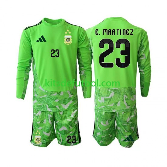 Equipación completa Niño World Cup 2026 Argentina Portero Emiliano Martinez 23 Camiseta alternativa Manga Larga