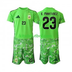 Equipación completa Niño World Cup 2026 Argentina Portero Emiliano Martinez 23 Camiseta alternativa Manga Corta