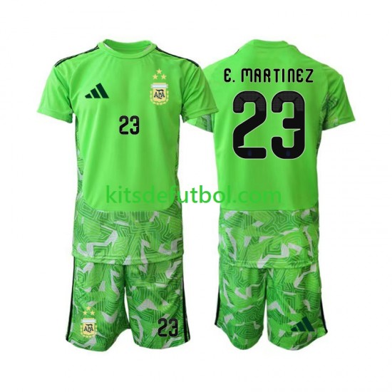 Equipación completa Niño World Cup 2026 Argentina Portero Emiliano Martinez 23 Camiseta alternativa Manga Corta