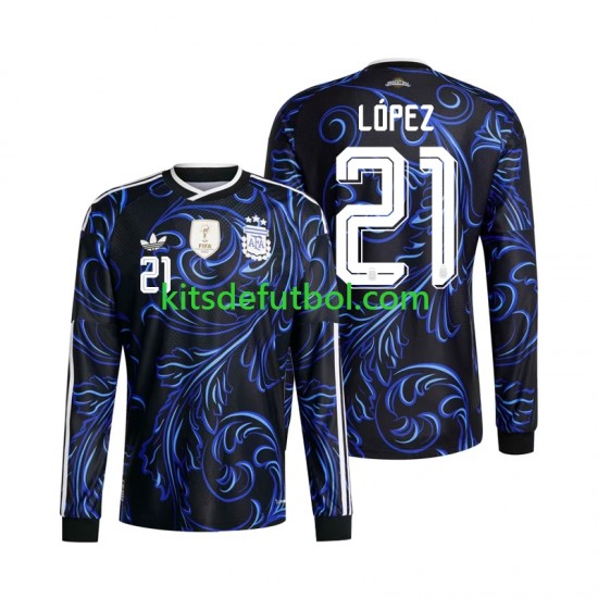 World Cup 2026 Argentina Jose Manuel Lopez 21 Hombre Camiseta de visitante Manga Larga