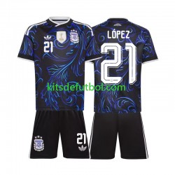 Equipación completa Niño World Cup 2026 Argentina Jose Manuel Lopez 21 Camiseta de visitante Manga Corta