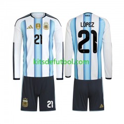 Equipación completa Niño World Cup 2026 Argentina Jose Manuel Lopez 21 Camiseta de local Manga Larga