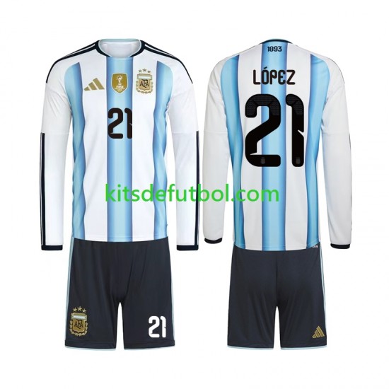 Equipación completa Niño World Cup 2026 Argentina Jose Manuel Lopez 21 Camiseta de local Manga Larga