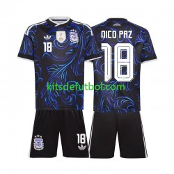 Equipación completa Niño World Cup 2026 Argentina Nico Paz 18 Camiseta de visitante Manga Corta