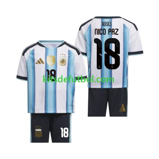Equipación completa Niño World Cup 2026 Argentina Nico Paz 18 Camiseta de local Manga Corta