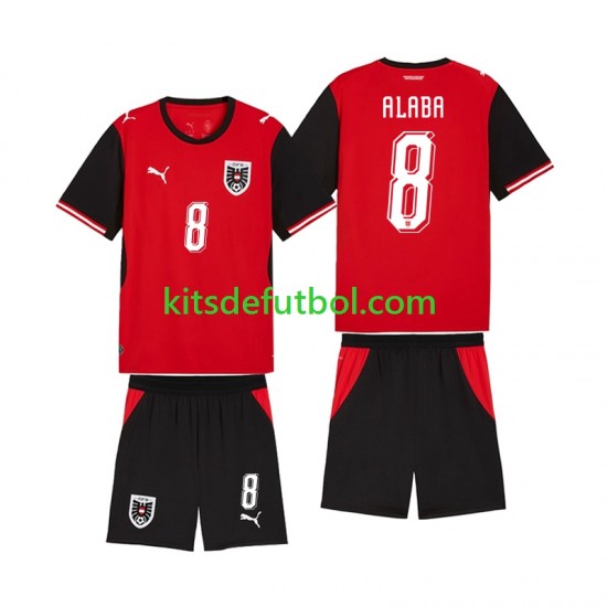 Equipación completa Niño World Cup 2026 Austria David Alaba 8 Camiseta de local Manga Corta