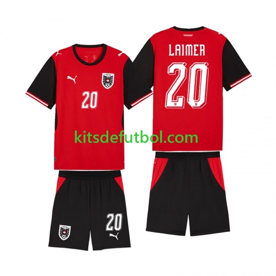 Equipación completa Niño World Cup 2026 Austria Konrad Laimer 20 Camiseta de local Manga Corta