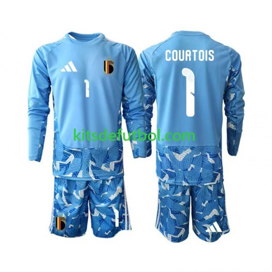 Equipación completa Niño World Cup 2026 Bélgica Portero Thibaut Courtois 1 Camiseta de local Manga Larga