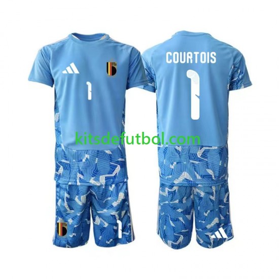 Equipación completa Niño World Cup 2026 Bélgica Portero Thibaut Courtois 1 Camiseta de local Manga Corta