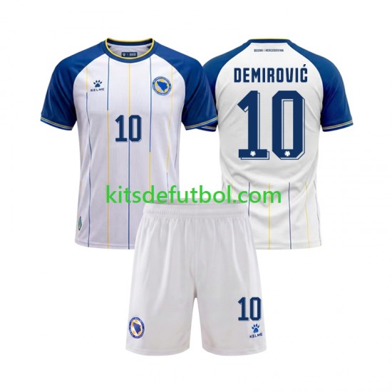 Equipación completa Niño World Cup 2026 Bosnia y Herzegovina Ermedin Demirovic 10 Camiseta de visitante Manga Corta