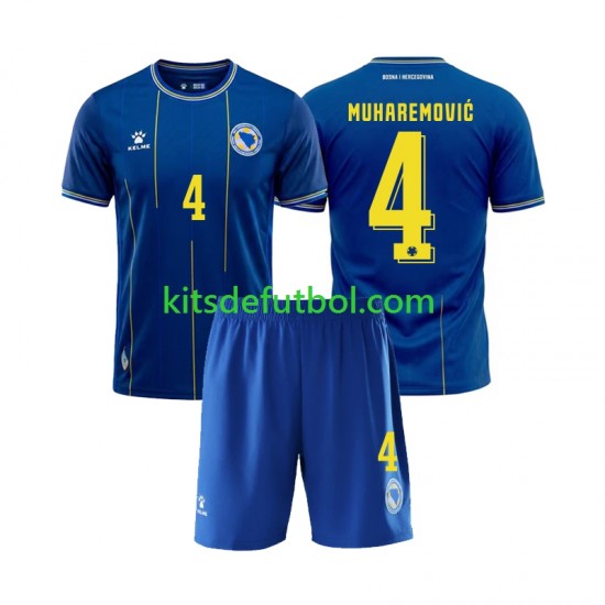 Equipación completa Niño World Cup 2026 Bosnia y Herzegovina Tarik Muharemovic 4 Camiseta de local Manga Corta