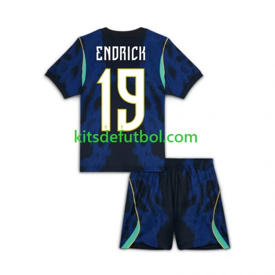 Equipación completa Niño World Cup 2026 Brasil Endrick 19 Camiseta de visitante Manga Corta