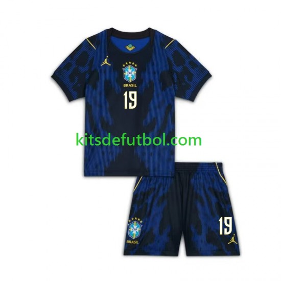 Equipación completa Niño World Cup 2026 Brasil Endrick 19 Camiseta de visitante Manga Corta