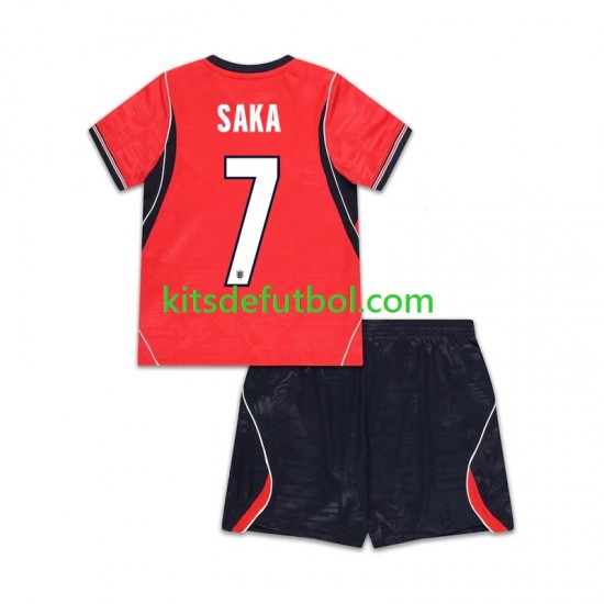 Equipación completa Niño World Cup 2026 Inglaterra Bukayo Saka 7 Camiseta de visitante Manga Corta
