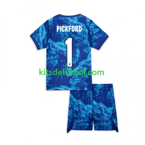 Equipación completa Niño World Cup 2026 Inglaterra Portero Jordan Pickford 1 Camiseta alternativa Manga Corta