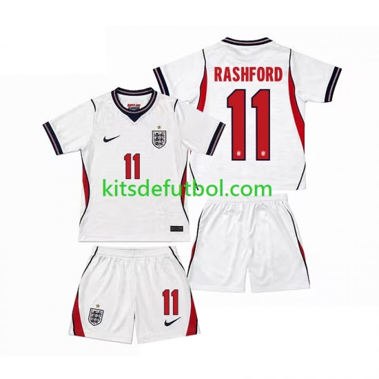 Equipación completa Niño World Cup 2026 Inglaterra Marcus Rashford 11 Camiseta de local Manga Corta