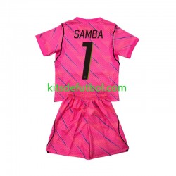 Equipación completa Niño World Cup 2026 Francia Portero Brice Samba 1 Camiseta de visitante Manga Corta