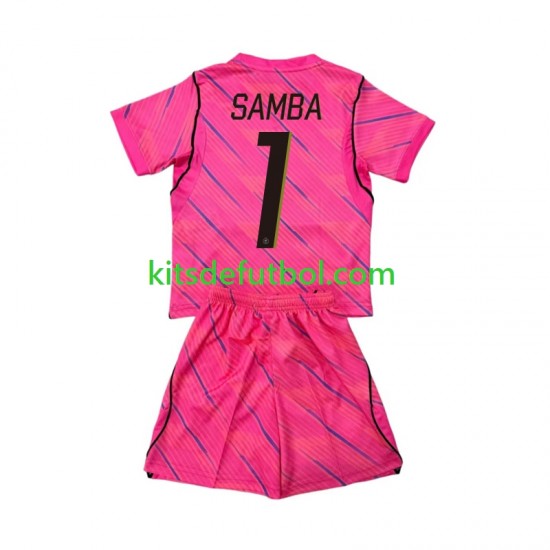 Equipación completa Niño World Cup 2026 Francia Portero Brice Samba 1 Camiseta de visitante Manga Corta
