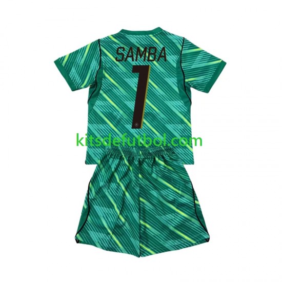 Equipación completa Niño World Cup 2026 Francia Portero Brice Samba 1 Camiseta alternativa Manga Corta
